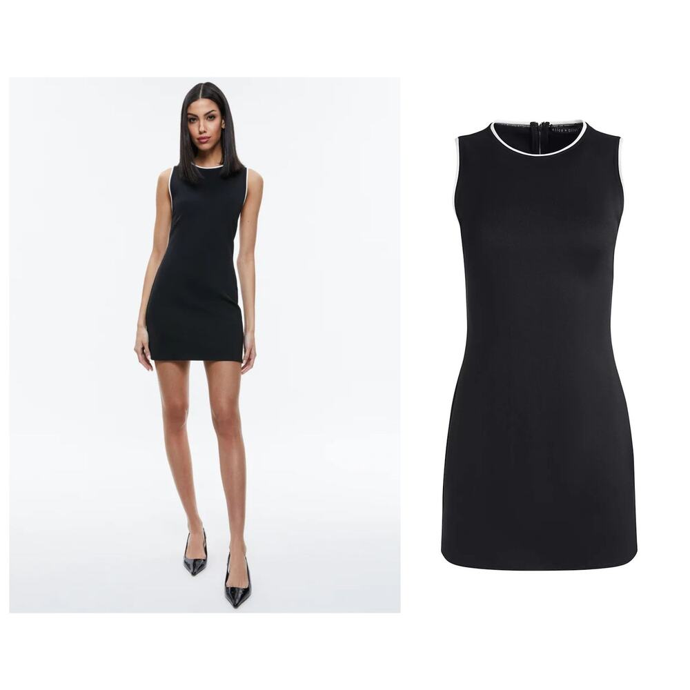ALICE + OLIVIA Edris Contrast-Trim Sleeveless Minidress - Picture 2 of 10